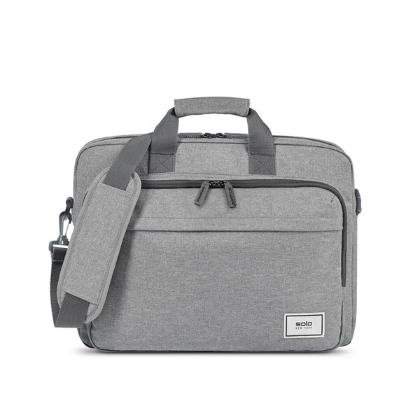 Solo New York Gray Re:New Recycled Adjustable Straps Laptop Briefcase Size 15.6" - Picture 5 of 14